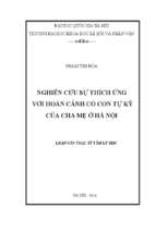 Nghiên cứu sự thích ứng với hoàn cảnh có con tự kỷ của cha mẹ ở hà nội