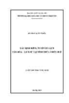 Xác định điểm, tuyến du lịch văn hóa   lịch sử tại tỉnh thừa thiên huế