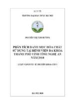 Phân tích danh mục hóa chất sử dụng tại bệnh viện đa khoa thành phố vinh tỉnh nghệ an năm 2018