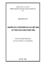 Nghiên cứu tuyến điểm du lịch việt nam ưa thích của khách nhật