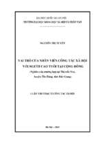 Vai trò của nhân viên công tác xã hội với người cao tuổi tại cộng đồng (nghiên cứu trường hợp tại thị trấn neo, huyện yên dũng, tỉnh bắc giang)