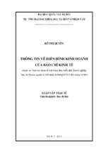 Thông tin về điển hình kinh doanh của báo chí kinh tế (khảo sát thời báo kinh tế việt nam, báo diễn đàn doanh nghiệp, tạp chí doanh nghiệp & hội nhập từ tháng 