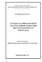 Tác động của chính sách chuyển giao công nghệ đến sự phát triển bền vững ngành thủy sản tỉnh an giang  