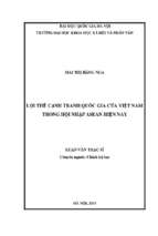 Lợi thế cạnh tranh quốc gia của việt nam trong hội nhập asean hiện nay