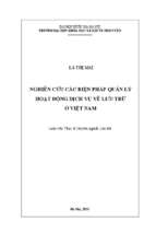 Nghiên cứu các biện pháp quản lý hoạt động dịch vụ về lưu trữ ở việt nam