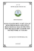 đánh giá kiến thức và kỹ năng sử dụng insulin bằng bơm tiêm ở bệnh nhân đái tháo đường typ 2 điều trị ngoại trú tại bệnh viện nội tiết nghệ an năm 2019