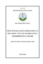 Phân tích hoạt động kinh doanh của nhà thuốc tùng vân tại thị xã dĩ an, tỉnh bình dƣơng, năm 2019