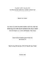 Vai trò của trường phổ thong dân tộc nội trú  tỉnh thái nguyên trong định hướng phát triển  nguồn nhân lực vùng đông bắc việt nam