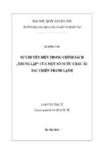 Sự chuyển biến trong chính sách trung lập của một số nước châu âu sau chiến tranh lạn