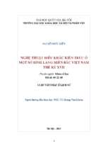 Nghệ thuật điêu khắc kiến trúc ở một số đình làng miền bắc việt nam thế kỷ xvii  