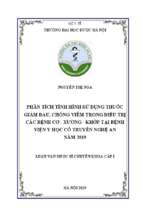 Phân tích tình hình sử dụng thuốc giảm đau, chống viêm trong điều trị các bệnh cơ   xương   khớp tại bệnh viện y học cổ truyền nghệ an năm 2019