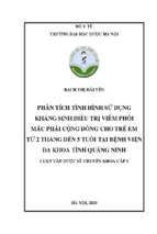 Phân tích tình hình sử dụng kháng sinh điều trị viêm phổi mắc phải cộng đồng cho trẻ em từ 2 tháng đến 5 tuổi tại bệnh viện đa khoa tỉnh quảng ninh