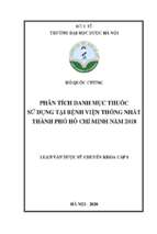 Phân tích danh mục thuốc sử dụng tại bệnh viện thống nhất thành phố hồ chí minh năm 2018