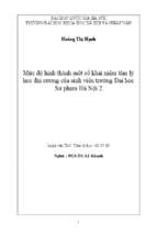 Mức độ hình thành một số khái niệm tâm lý học đại cương của sinh viên trường đại học sư phạm hà nội 2  