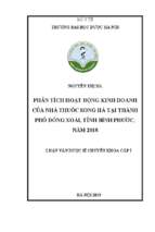 Phân tích hoạt động kinh doanh của nhà thuốc song hà tại thành phố đồng xoài, tỉnh bình phước, năm 2018