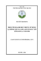 Phân tích danh mục thuốc sử dụng tại bênh viện đa khoa huyện bắc yên tỉnh sơn la năm 2018