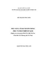 Phục dựng lễ hội truyền thống phục vụ phát triển du lịch (nghiên cứu trường hợp lễ hội tịch điền đọi sơn, lễ hội đền trần thương, tỉnh hà nam)