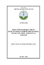 Phân tích danh mục thuốc được sử dụng tại bệnh viện đa khoa huyện yên châu, tỉnh sơn la năm 2018