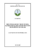 Phân tích danh mục thuốc sử dụng tại bệnh viện đa khoa huyện phú xuyên thành phố hà nội năm 2018