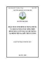Phân tích tình hình sử dụng thuốc và chất lượng cuộc sống trên bệnh nhân lupus ban đỏ hệ thống tại bệnh viện da liễu trung ương
