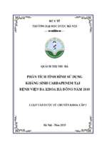 Phân tích tình hình sử dụng kháng sinh carbapenem tại bệnh viện đa khoa hà đông năm 2018