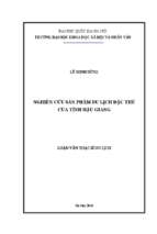 Nghiên cứu sản phẩm du lịch đặc thù của tỉnh hậu giang   