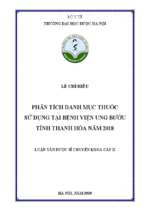 Phân tích danh mục thuốc sử dụng tại bệnh viện ung bướu tỉnh thanh hóa năm 2018