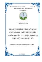 Phân tích tình hình sử dụng kháng sinh trên bệnh nhân nhiễm khuẩn tiết niệu tại bệnh viện hữu nghị việt xô