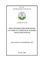 Phân tích hoạt động kinh doanh của công ty cổ phần dược danapha tại đà nẵng năm 2018