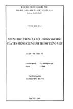 Những đặc trưng xã hội   ngôn ngữ học của tên riêng chỉ người trong tiếng việt