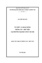 Tổ chức và hoạt động thông tin   thư viện tại trường đại học dược hà nội