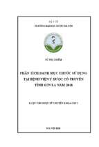 Phân tích danh mục thuốc sử dụng tại bệnh viện y dược cổ truyền tỉnh sơn la năm 2018