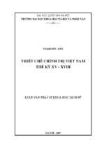 Thiết chế chính trị việt nam thế kỷ xv   xviii  