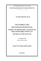 Trách nhiệm xã hội trong kinh doanh khách sạn. nghiên cứu trường hợp các khách sạn thuê thương hiệu sofitel của tập đoàn accor tại hà nội  