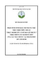 Phân tích tính khả thi trong việc thực hiện tiêu chuẩn thực hành tốt cơ sở bán lẻ thuốc theo thông tư 022018tt byt của các nhà thuốc tại thành phố hồ chí minh