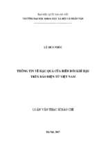 Thông tin về hậu quả của biến đổi khí hậu trên báo điện tử việt nam