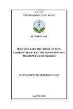 Phân tích danh mục thuốc sử dụng tại bệnh viện đa khoa huyện đan phượng thành phố hà nội năm 2018