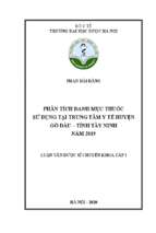 Phân tích danh mục thuốc sử dụng tại trung tâm y tế huyện gõ dầu – tỉnh tây ninh năm 2019