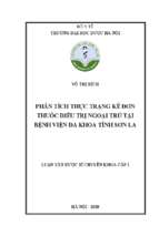 Phân tích thực trạng kê đơn thuốc điều trị ngoại trú tại bệnh viện đa khoa tỉnh sơn la