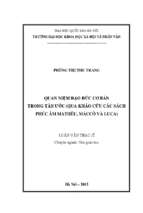 Quan niệm đạo đức cơ bản trong tân ước (qua khảo cứu các sách phúc âm mathêu, máccô và lucca)  luận văn ths.triết học 60 22 90