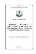 Phân tích kết quả kiểm tra chất lượng thuốc tại trung tâm kiểm nghiệm thuốc, mỹ phẩm, thực phẩm tỉnh hòa bình năm 2018