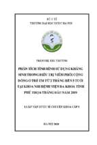 Phân tích tình hình sử dụng kháng sinh trong điều trị viêm phổi cộng đồng ở trẻ em từ 2 tháng đến 5 tuổi tại khoa nhi bệnh viện đa khoa tỉnh phú thọ 6 tháng đầu năm 2019