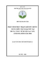 Phân tích thực trạng kê đơn thuốc trong điều trị ngoại trú tại trung tâm y tế huyện lạc sơn, tỉnh hòa bình năm 2018