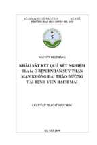 Khảo sát kết quả xét nghiệm hba1c ở bệnh nhân suy thận mạn không đái tháo đường tại bệnh viện bạch mai