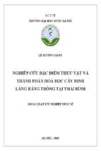 Nghiên cứu đặc điểm thực vật và thành phần hoá học cây đinh lăng răng trồng tại thái bình