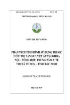 Phân tích tình hình sử dụng thuốc điều trị tăng huyết áp tại khoa nội – tổng hợp, trung tâm y tế thị xã từ sơn – tỉnh bắc ninh