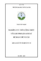 Nghiên cứu tiền công thức của leuprolid acetat để bào chế vi cầu