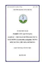 Nghiên cứu tạo vi nang alginat – chitosan hướng bảo vệ và giải phóng lactobacillus acidophilus trong môi trường tiêu hóa mô phỏng