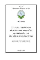 Xây dựng và thẩm định mô hình in silico mô phỏng quá trình hòa tan của một số dược chất ít tan