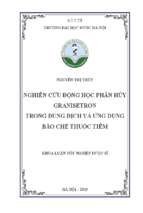 Nghiên cứu động học phân hủy granisetron trong dung dịch và ứng dụng bào chế thuốc tiêm